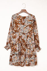 Floral Frill Trim Round Neck Dress